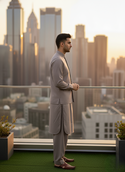 (3 Piece) - Matte Stone Suit