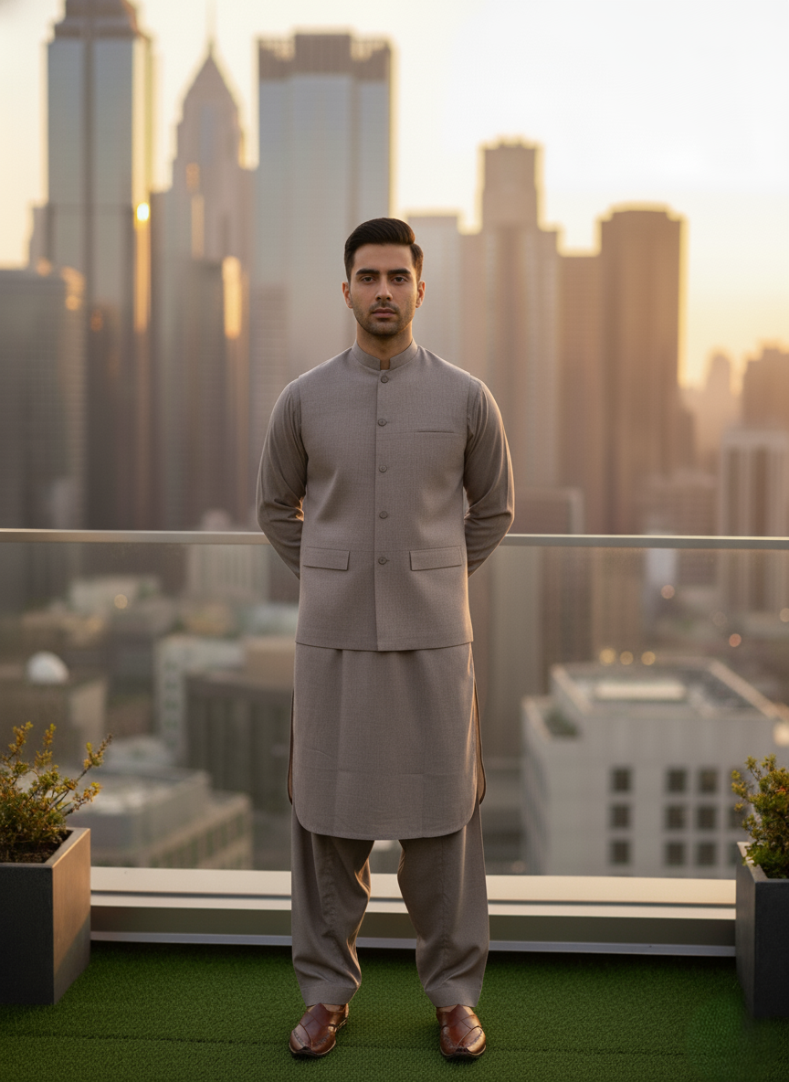 (3 Piece) - Matte Stone Suit