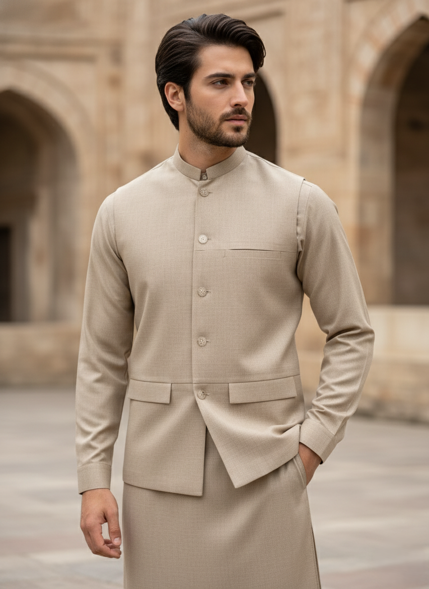 (3 Piece) - Sahara Beige Prestige Suit