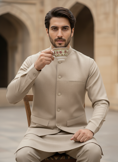(3 Piece) - Sahara Beige Prestige Suit
