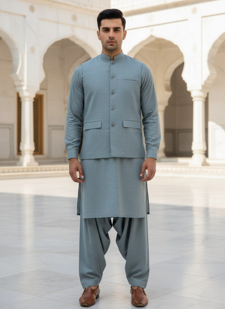 (3 Piece) - Misty Aqua Suit