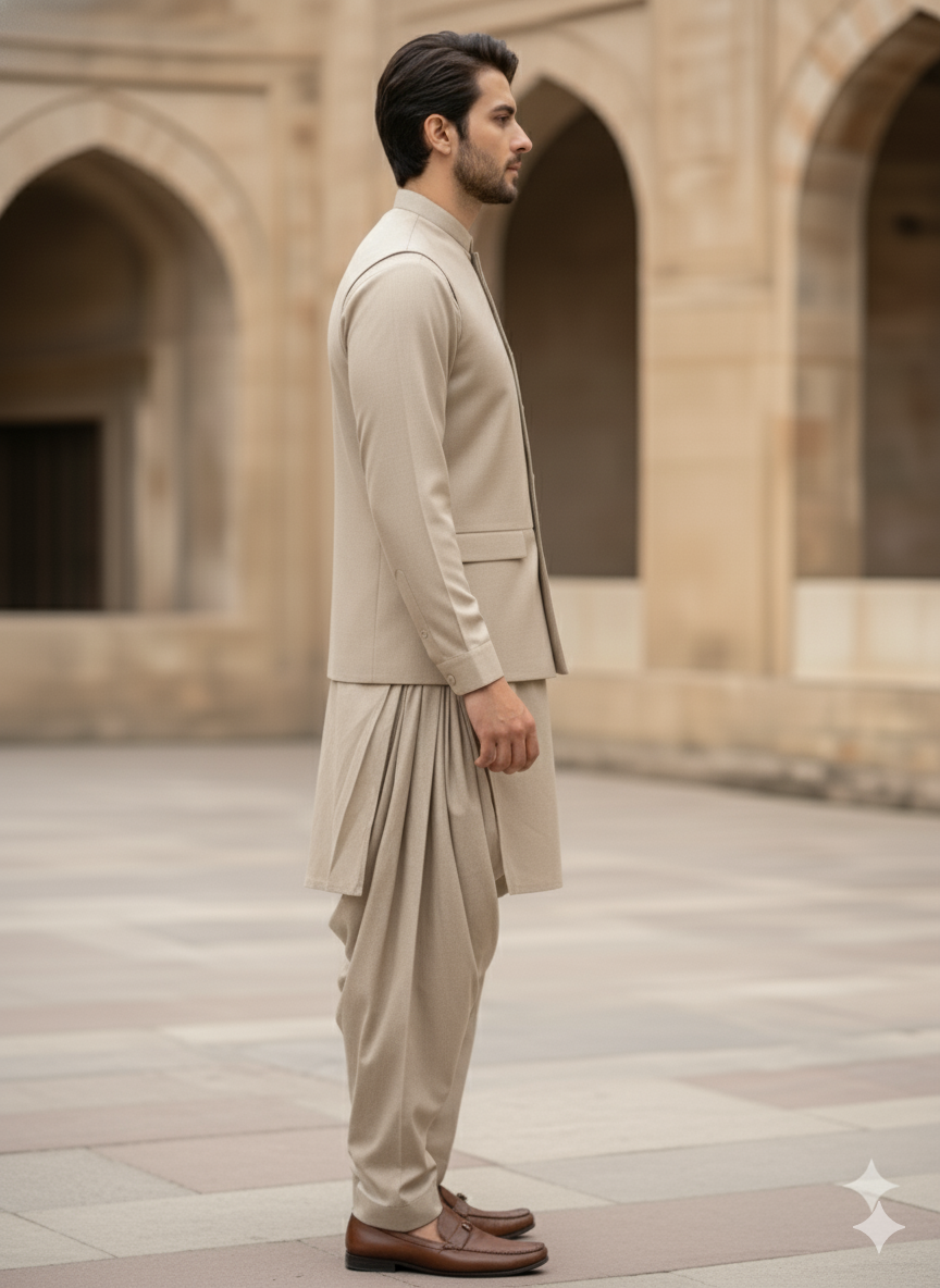 (3 Piece) - Sahara Beige Prestige Suit