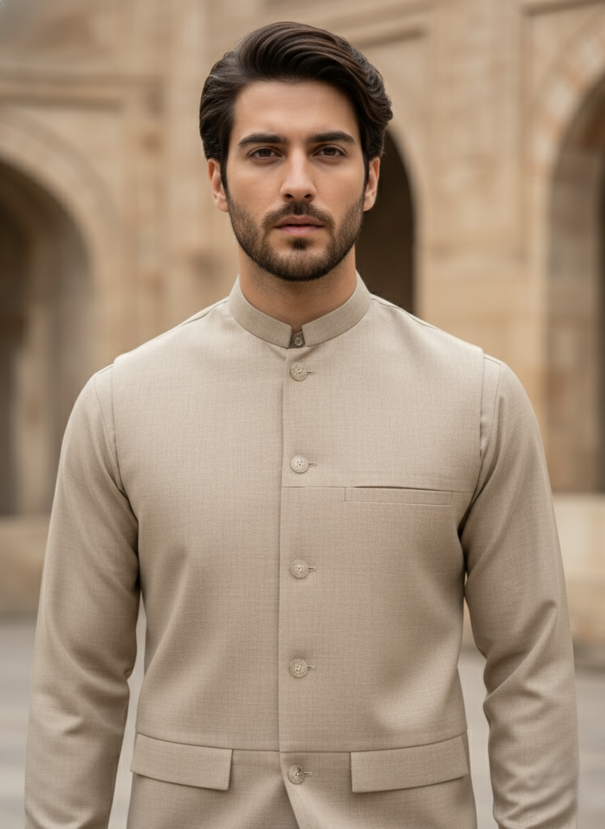 (3 Piece) - Sahara Beige Prestige Suit