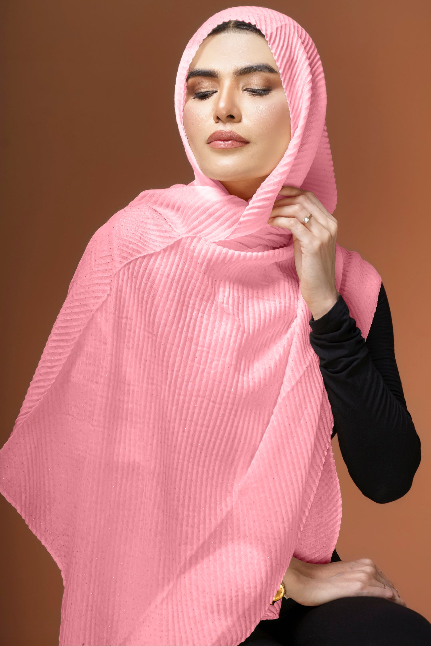 Pleated Zari Lawn - Pink