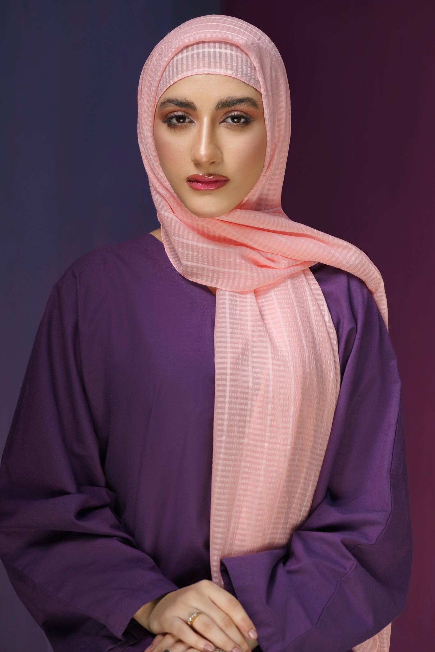 Self Design Chiffon - Pink