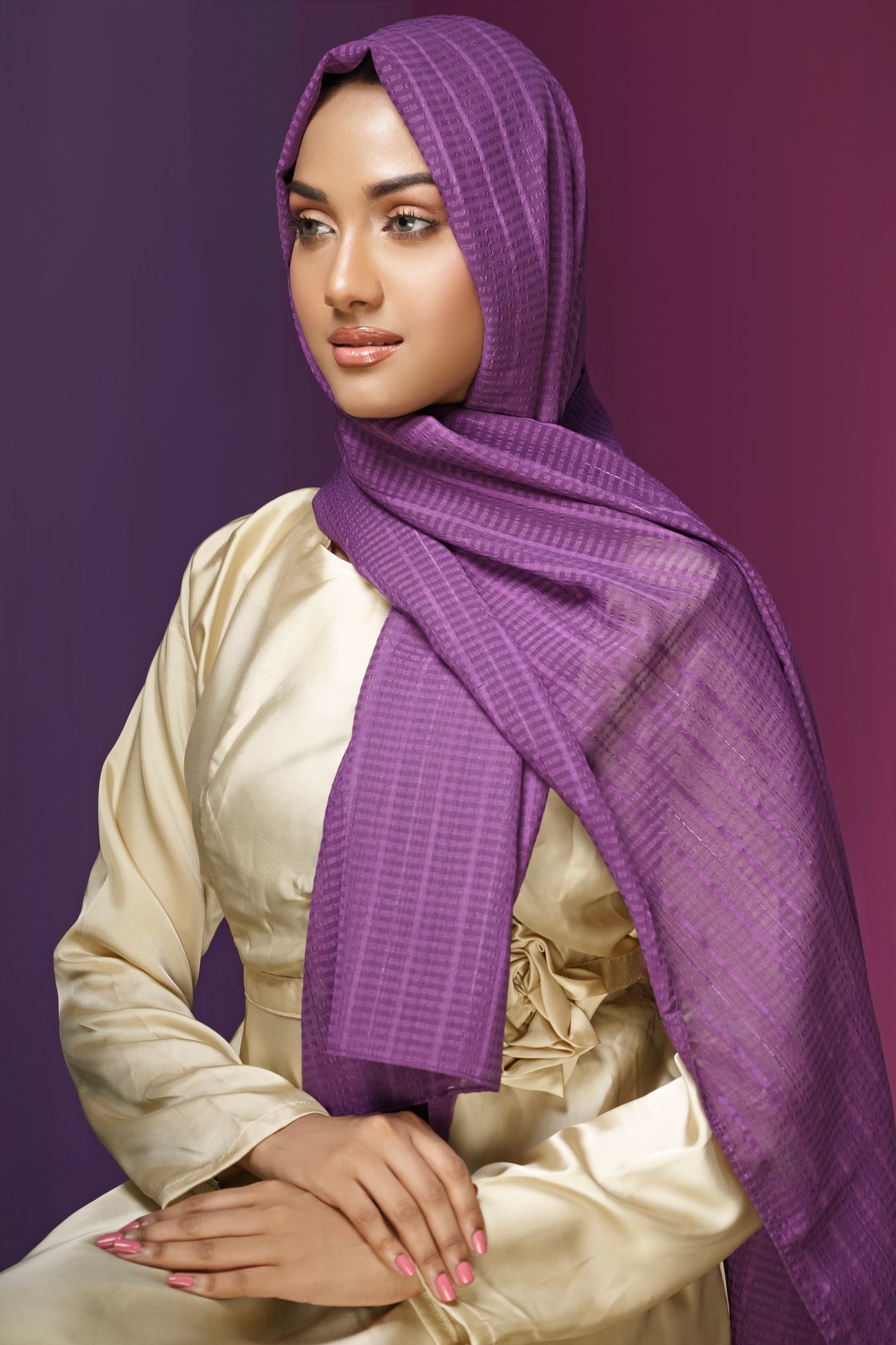 Self Design Chiffon - Purple