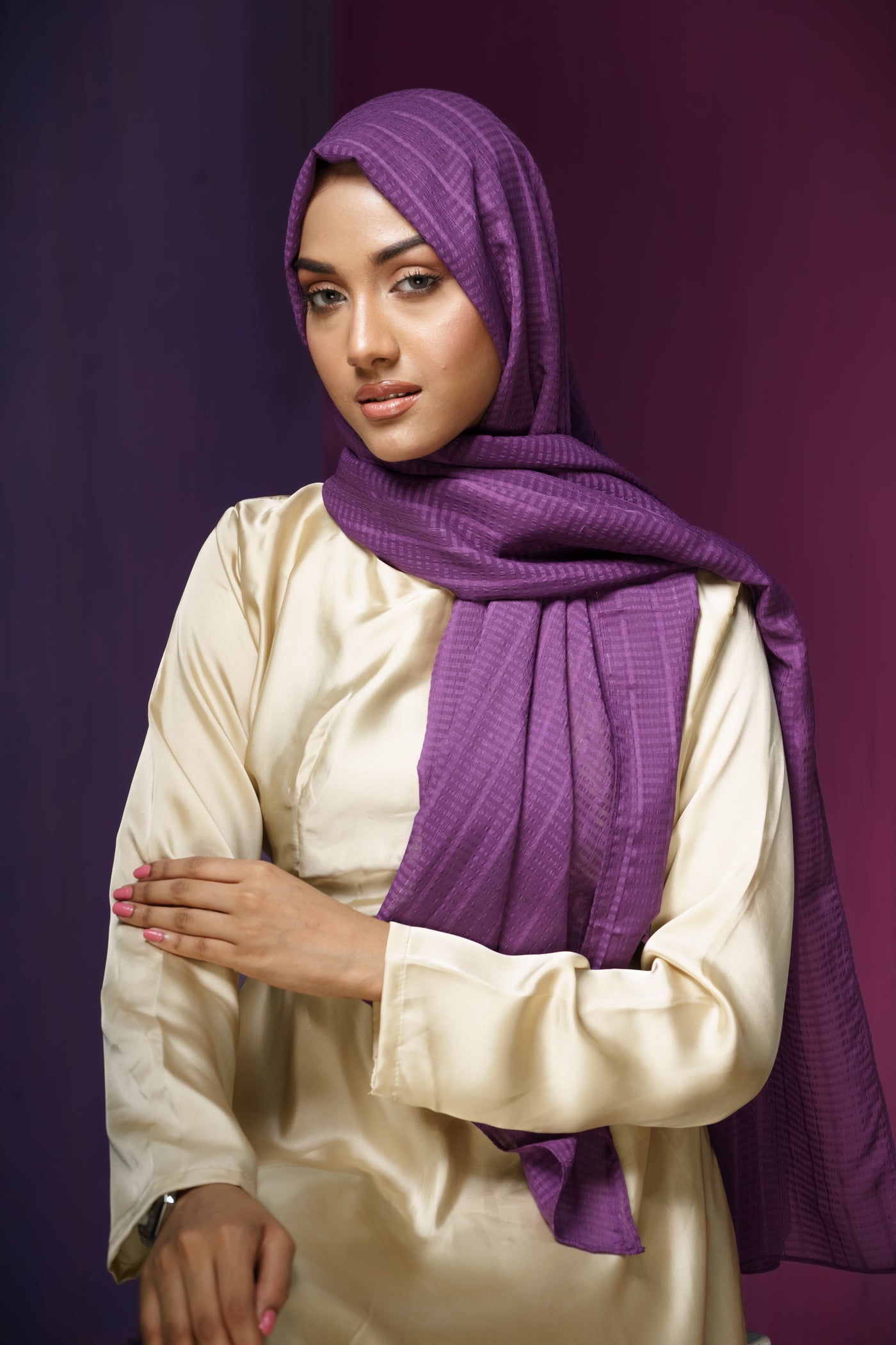 Self Design Chiffon - Purple