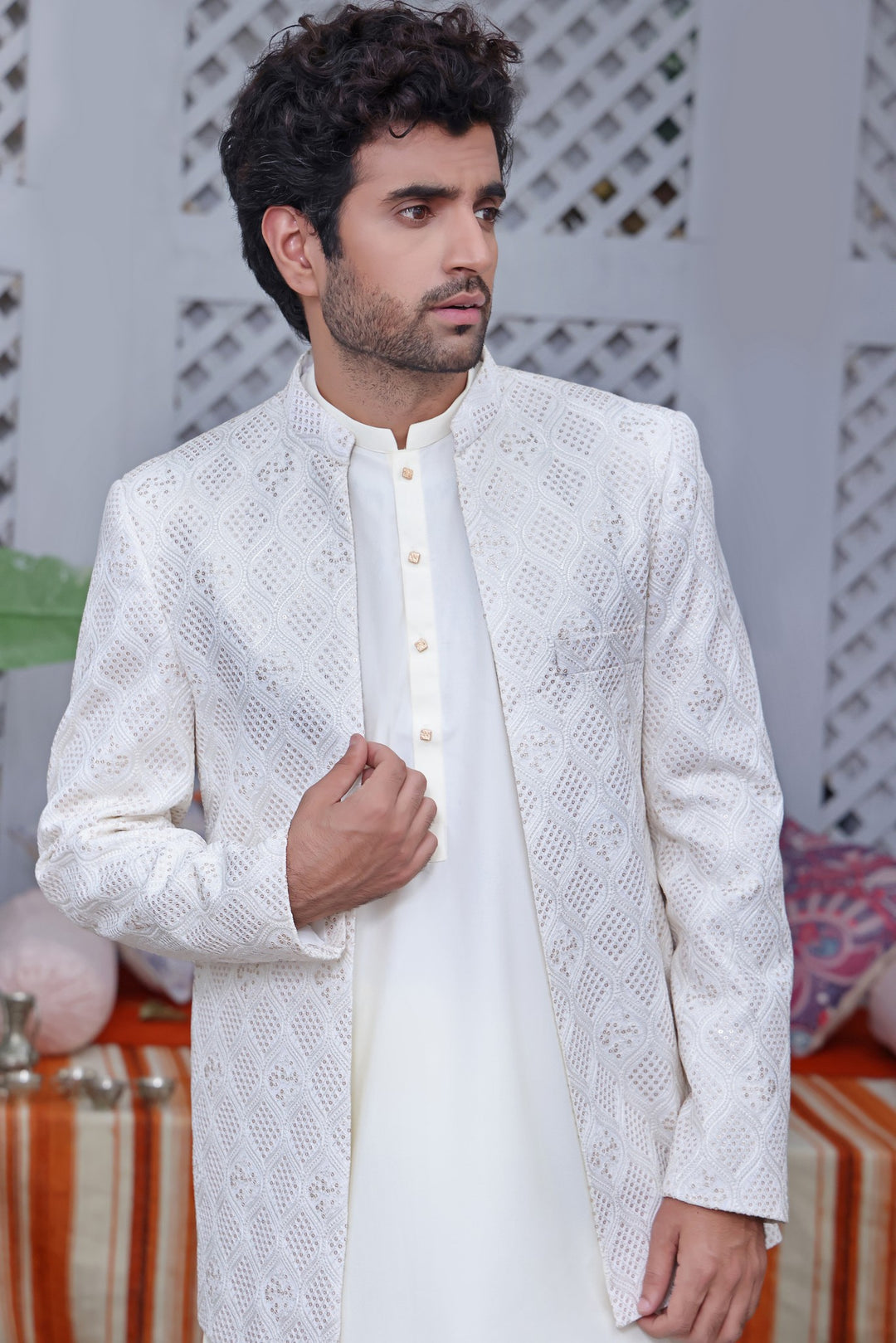 Prince coat with white shalwar kameez store