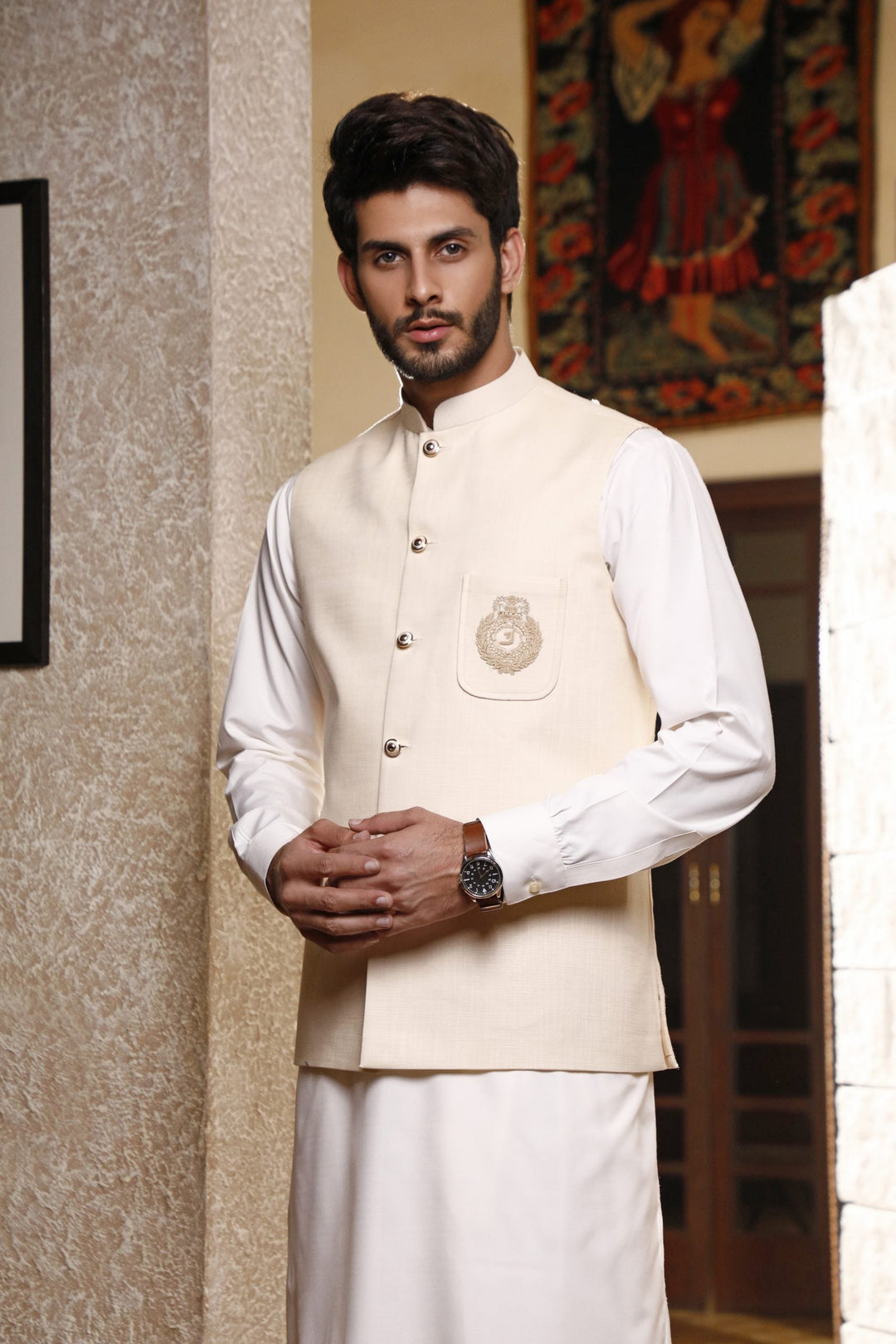 Wedding Waistcoat With Shalwar Kameez Gracious Offwhite Waistcoat