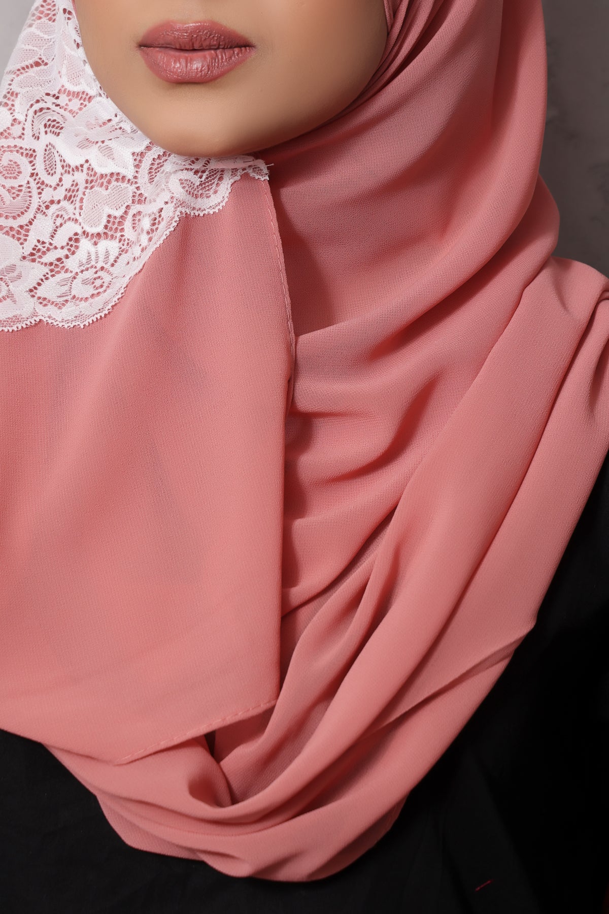 Lace Applique Chiffon - Pink