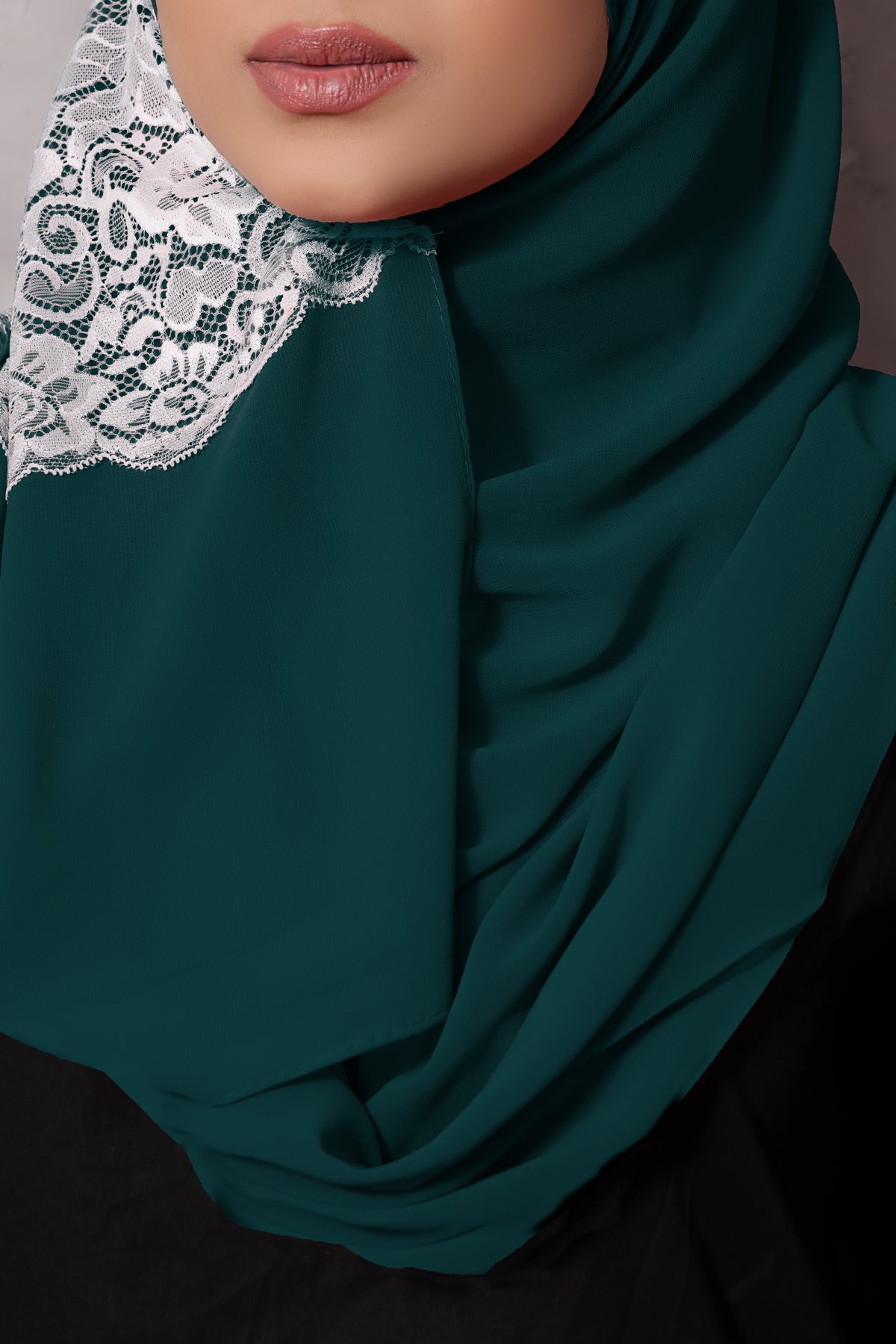 Lace Applique Chiffon - Teal